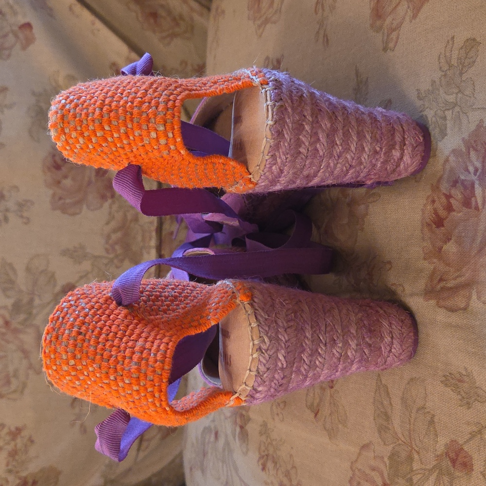 Purple and Orange Espadrille Wedges - Picture 4 of 5